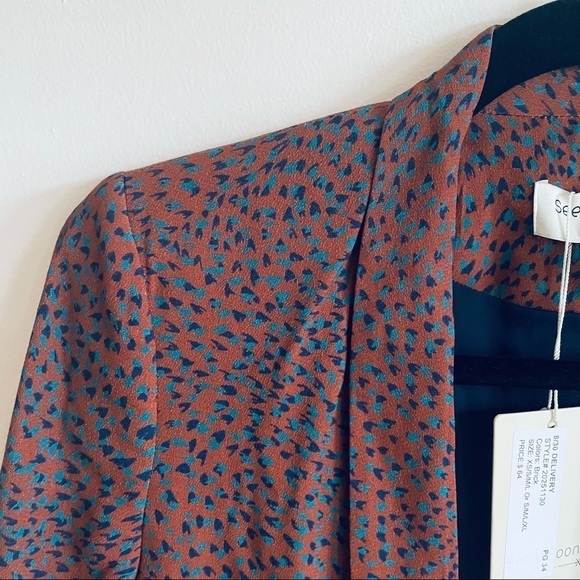 SEE U SOON Burgundy Abstract Polka Dot Open Cropped Blazer NWT - Picture 11 of 11